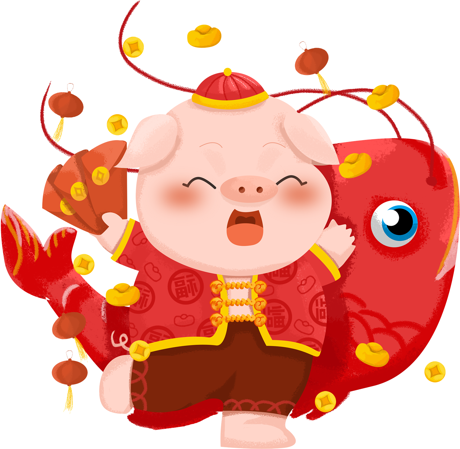 Year Pig Of The Koi Png And Psd - Hình Con Heo 2019 Dễ Thương (2000x2000), Png Download