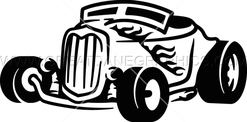 Svg Library Stock Vintage Collection Hotrod Production - Black And White Hotrod Clipart (825x410), Png Download