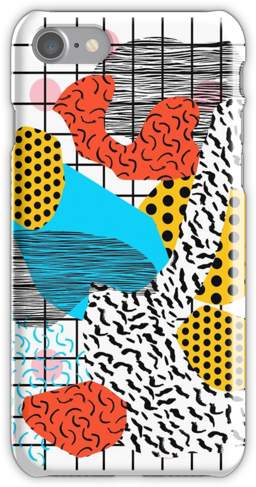 Memphis Style Shapes Retro Pop Art Pattern Dots Stripes - Retro Art Prints (750x1000), Png Download
