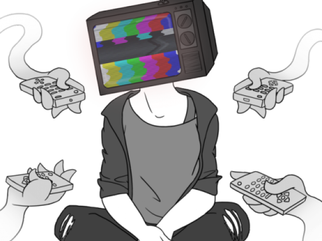 Drawn Collage Tumblr Sketch - Sitting (640x480), Png Download