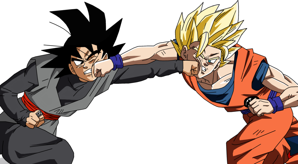 Super Saiyan 2 Goku Vs Goku Black By Brusselthesaiyan - Goku Ssj Vs Black Goku (1024x566), Png Download