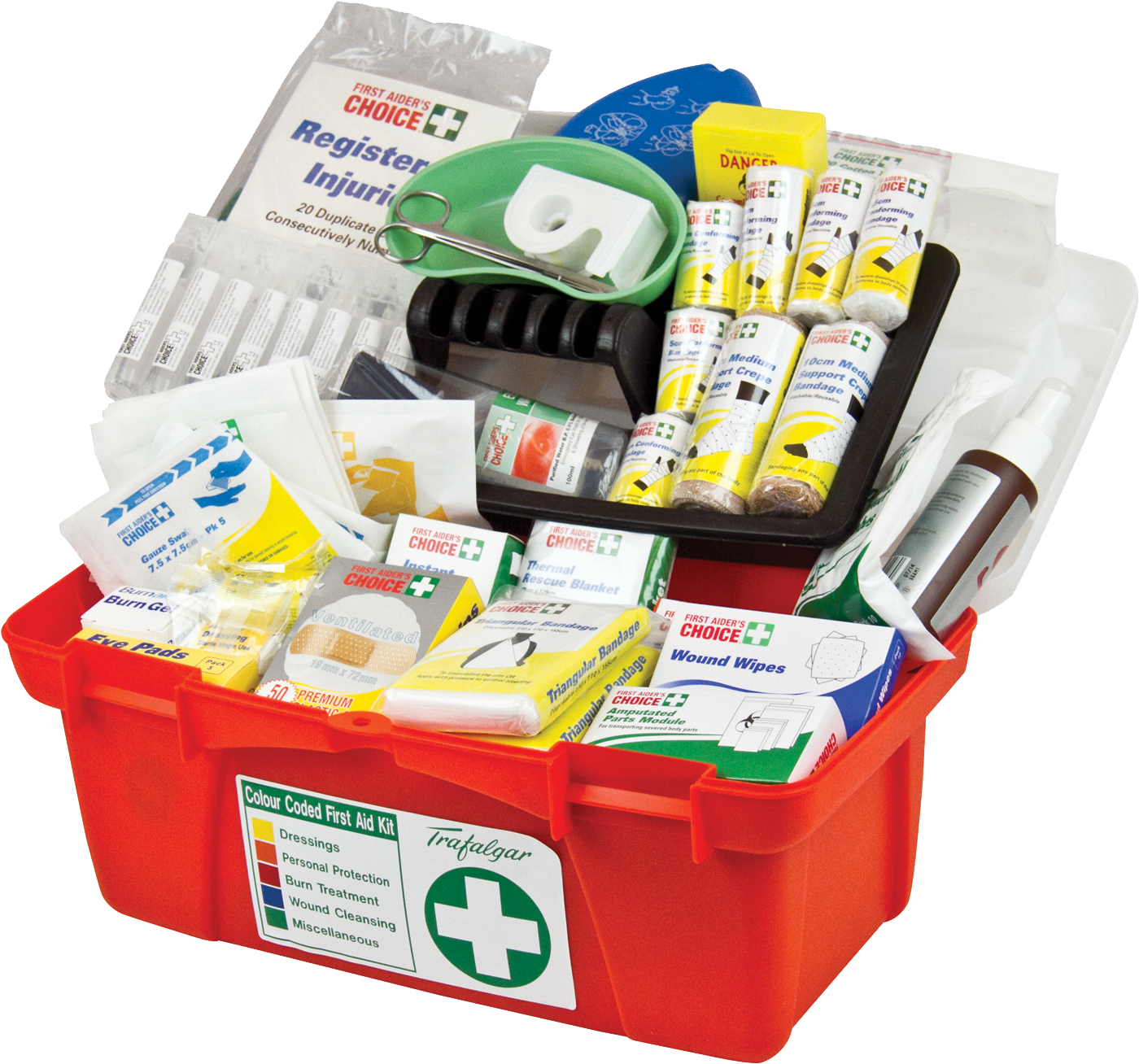 Trafalgar National First Aid Kit Portable Poly Case - Open First Aid Box (1500x1622), Png Download