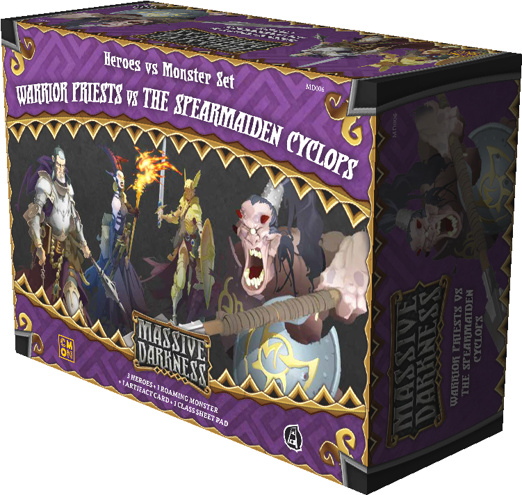Heroes Vs Monster Set - Massive Darkness Warrior Priests Vs Spearmaiden Cyclops (888x888), Png Download