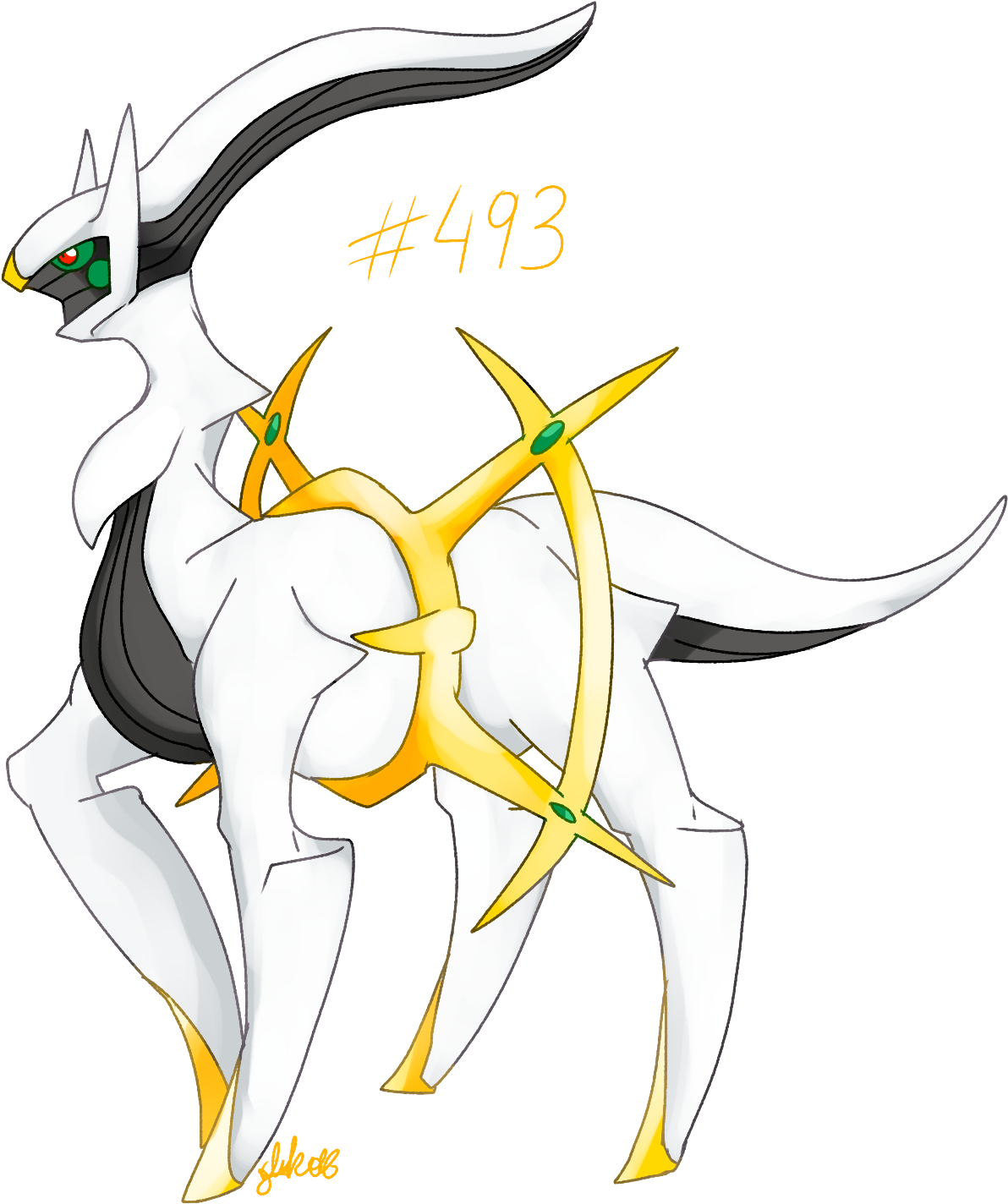 Arceus Par - Cartoon (1405x1525), Png Download