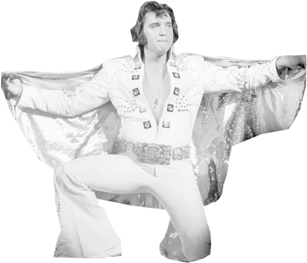 Elvis Presley - Elvis White Jump Suit (630x600), Png Download