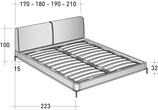 Adjustable Slatted Base - Double Bed Size In Mm (750x465), Png Download