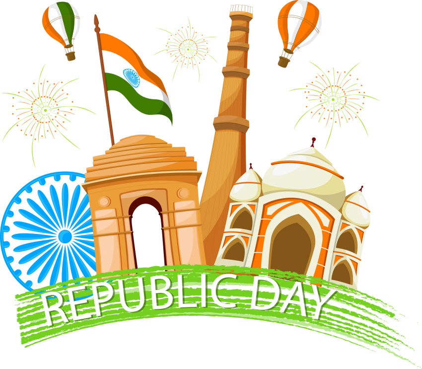 Hand Drawn Illustration Png Of Indian Republic Day - Republic Day All Png (850x743), Png Download