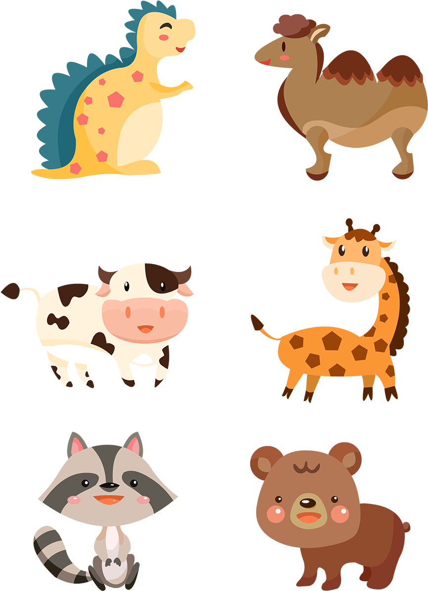 Animal Hand Drawn Cartoon Flat Png And Vector Image - Cartoon (1024x1369), Png Download