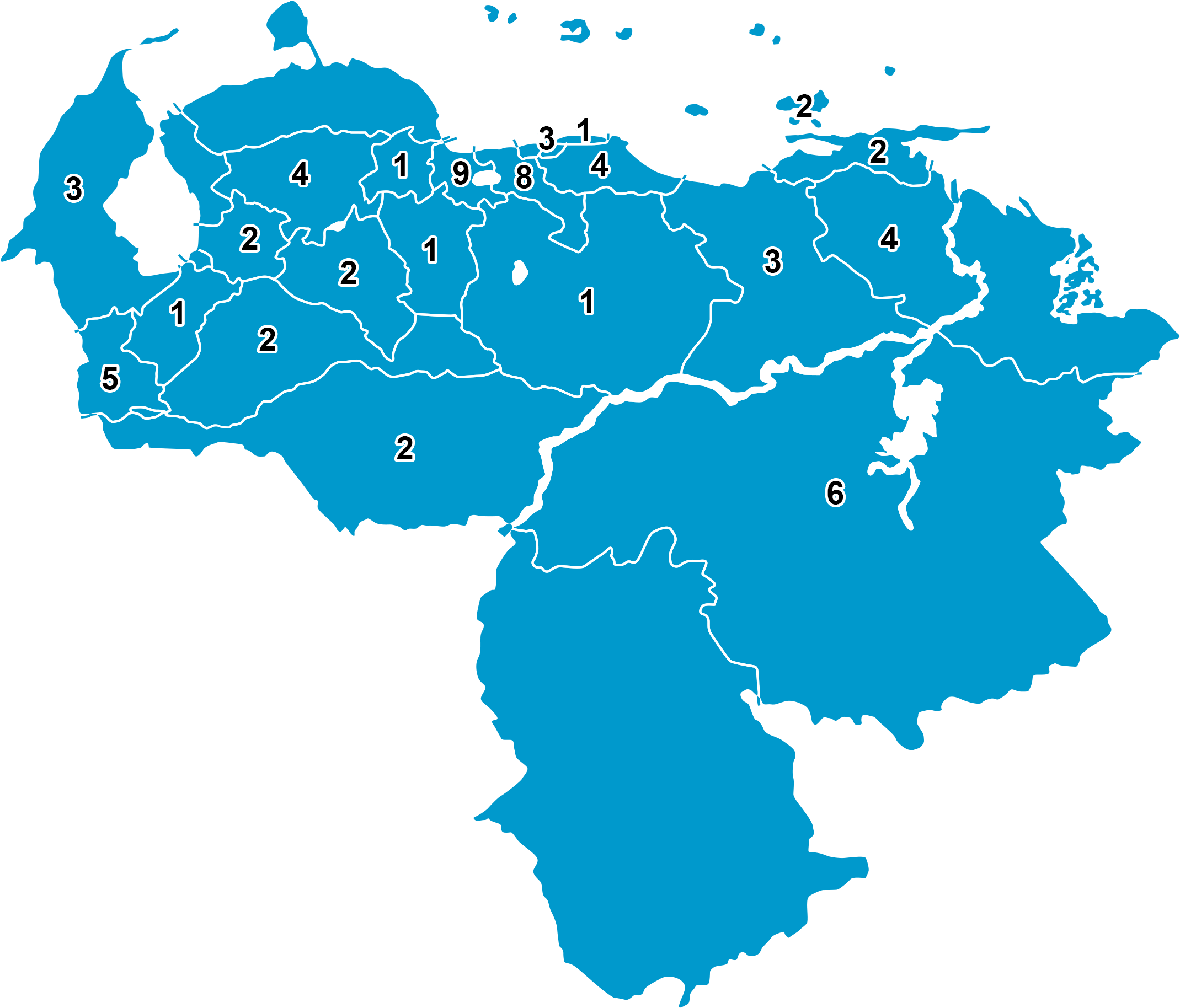 Mapa De Venezuelaviolaciones - Venezuela Map Vector (2139x1835), Png Download