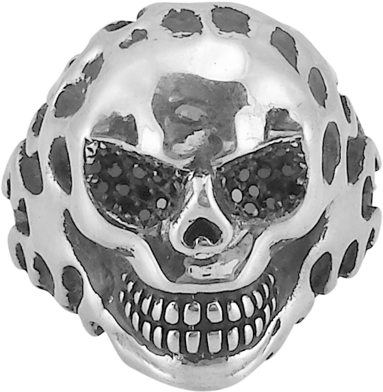 Sinister Grin Skull Biker Ring With Oxidized Silver - Skull (696x678), Png Download