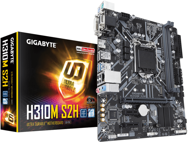 Placa Gigabyte H310m S2h Lga S1151 V2 2ddr4/pcie/sata3/usb3 - Gigabyte Ga H310m S2p (799x608), Png Download