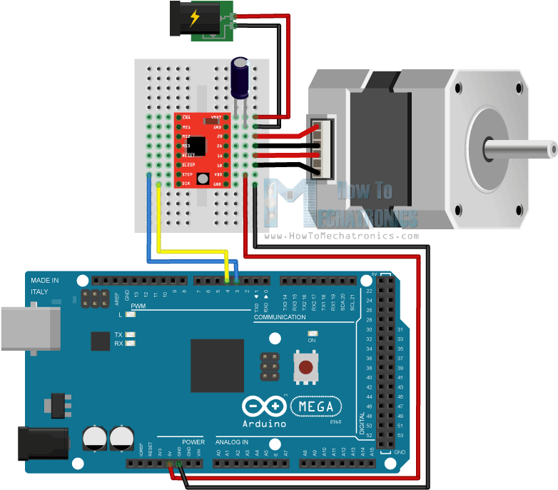 Controlling Stepper Motor Circuit Schematics - Stepper Motor Arduino Circuit (800x722), Png Download