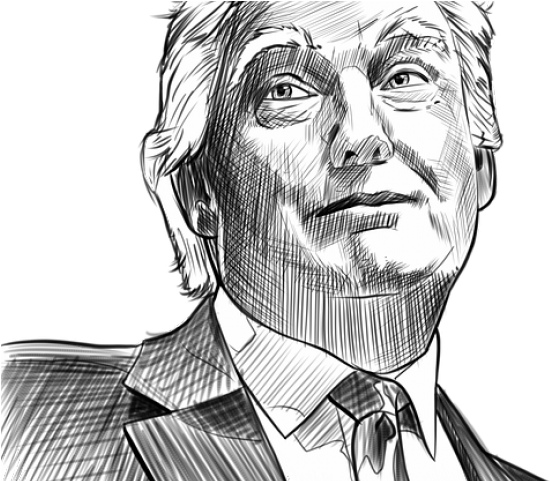 Caricature Clipart Jfk - Donald Trump Sketch Easy (640x480), Png Download