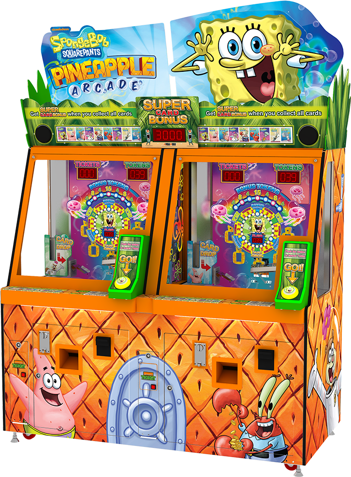 Spongebob Pineapple Arcade Game Cabinet - Spongebob Coin Pusher Cards Rarity (800x1067), Png Download