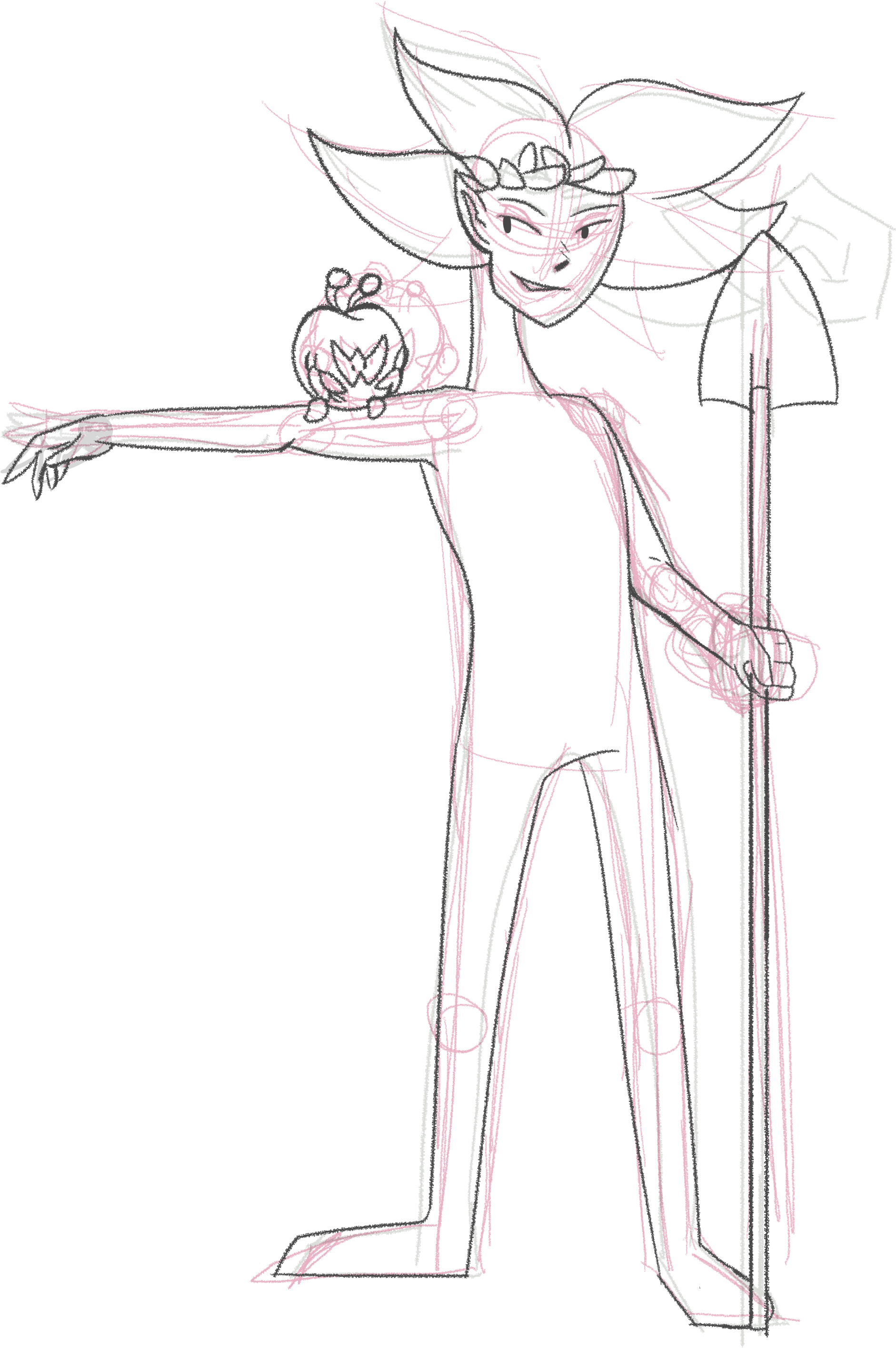 Elf Druid In Progress - Line Art (2039x2893), Png Download