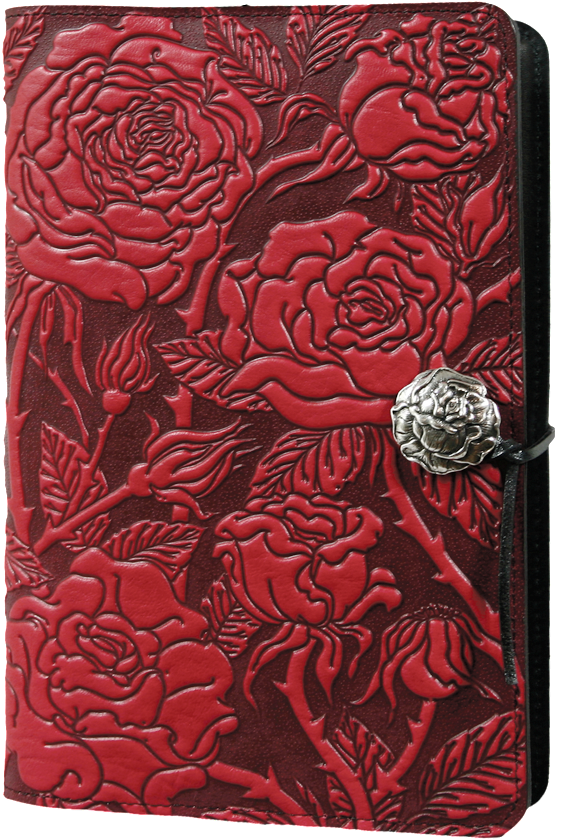 Leather Journal Cover - Rose Design On Leather (600x887), Png Download