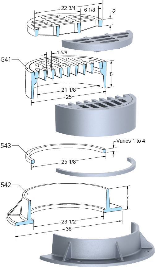 Usf 540 Ring And 5640 Grate - Diagram (501x865), Png Download