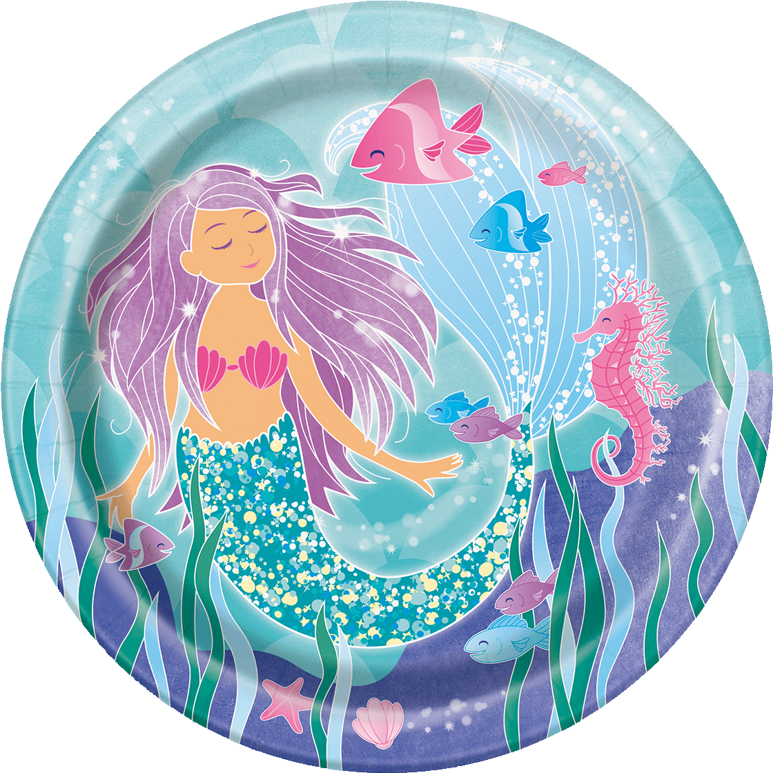 Under The Sea Mermaid Plate Large - Mermaid Party Plates (1400x1400), Png Download