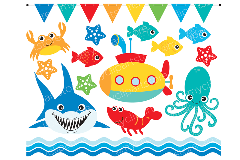 Clipart Of Under The Sea - Under The Sea Clip Art Set (800x534), Png Download