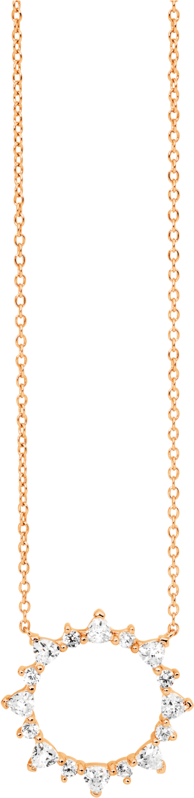 Sterling Silver With Rose Gold Plating Open Circle - Chain (800x1747), Png Download