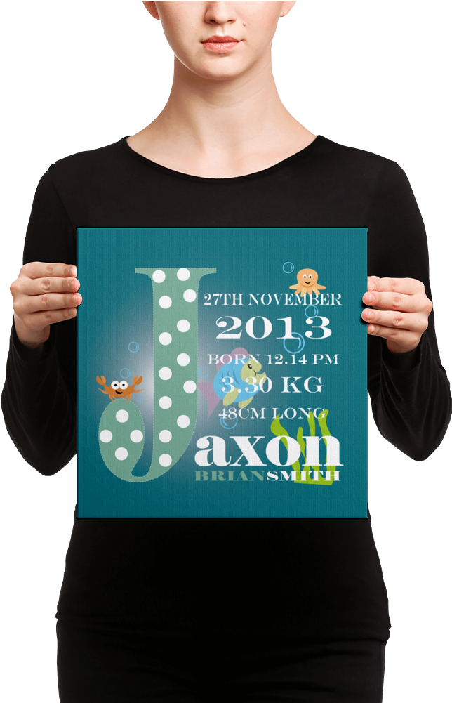 Personalised Prints/under The Sea Birth Announcement - Canvas (1000x1000), Png Download