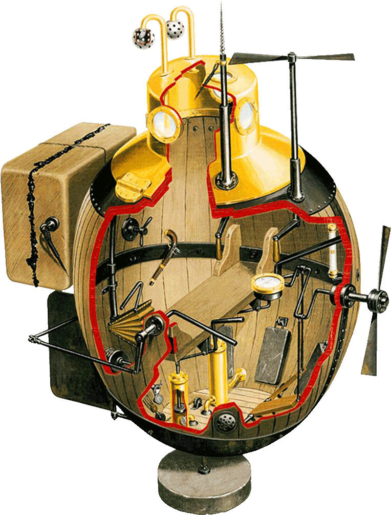 Designed By Dr - 1776 World's First Submarine Attack (800x1040), Png Download