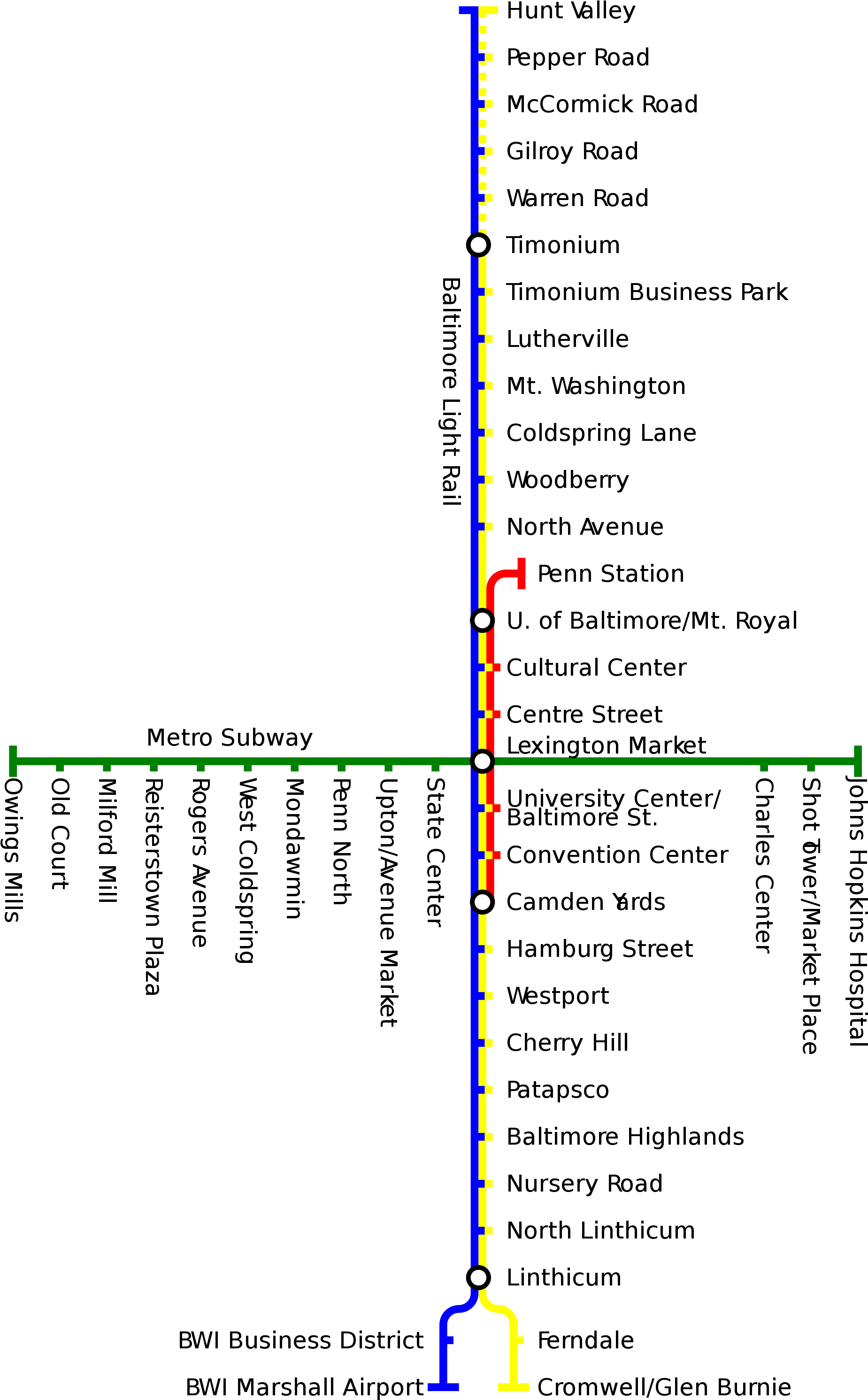 Metro Map Of Baltimore Full Resolution - Shot Tower Metro Stop (2000x3333), Png Download