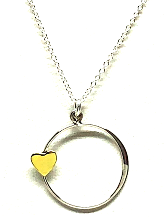 Open Circle With Heart Necklace - Locket (741x900), Png Download