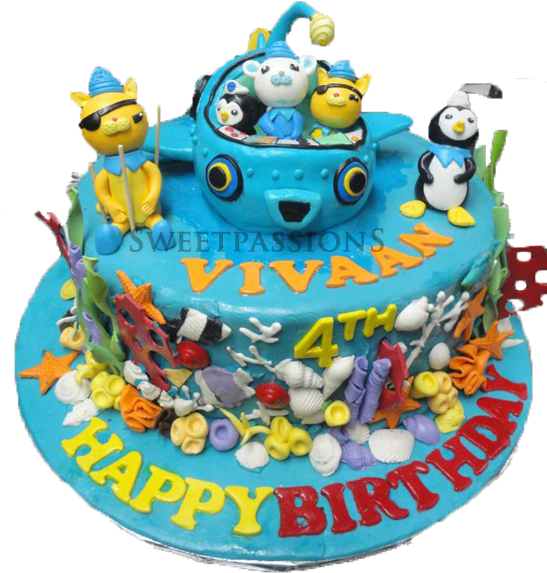 3d Octonauts Underwater Cake - Birthday Cake (546x600), Png Download