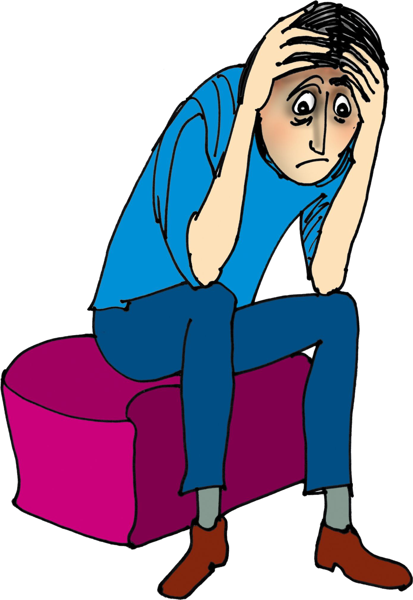 Depressed Man Cartoon (1662x2524), Png Download.