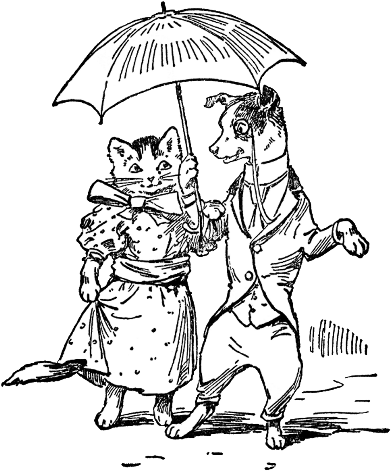 Clipart Black And White Library Free Digi Stamps Digital - Vintage Cat Illustration Free (1330x1600), Png Download