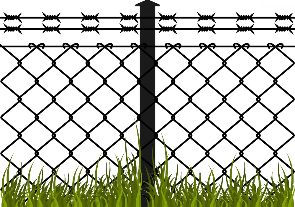 Jpg Transparent Library Barbed Fence Chain Link Hand - Barbed Wire Fence Clipart (1000x703), Png Download