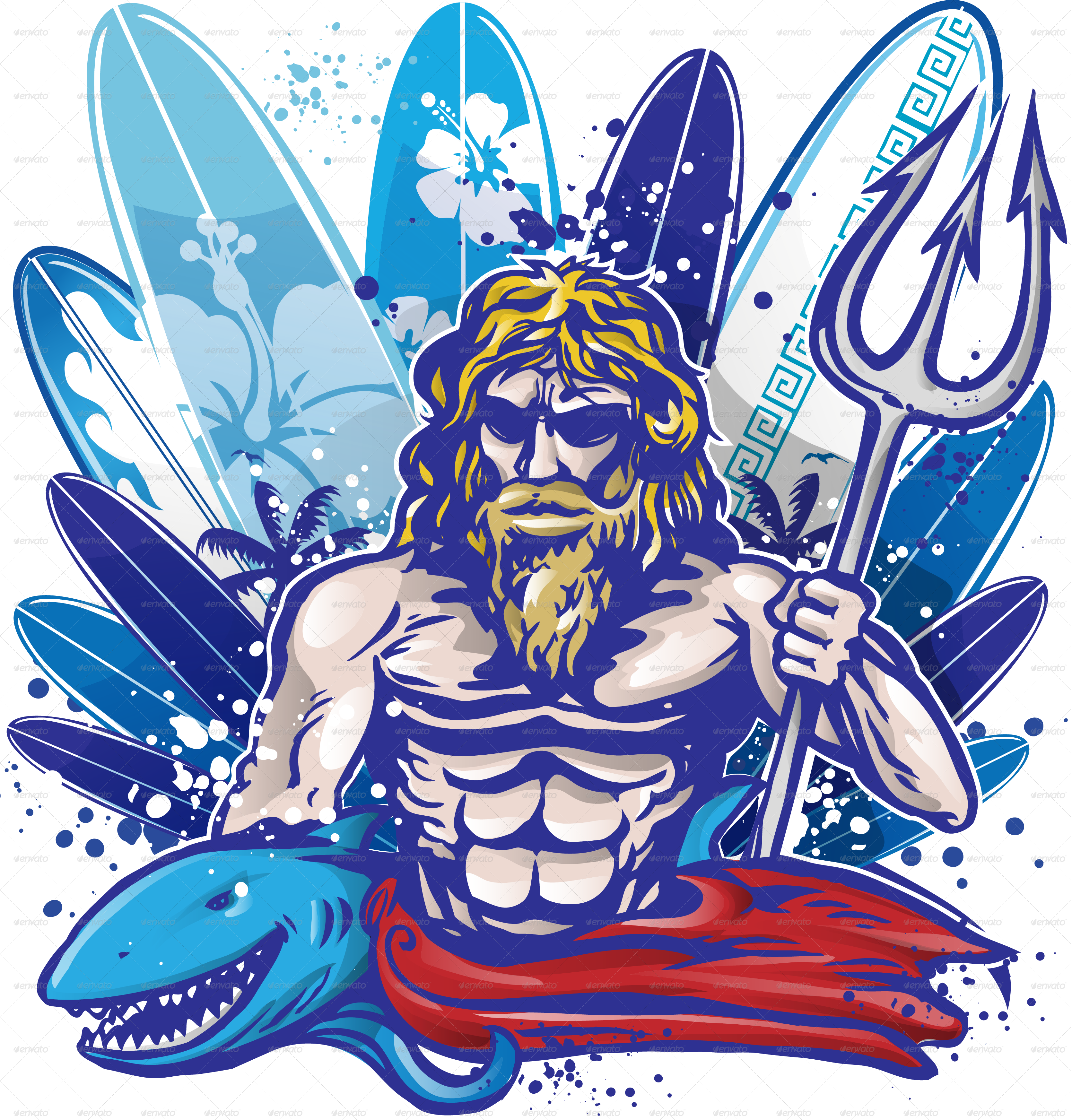 Poseidon Surf 2014 - Surfer Poseidon (3339x3489), Png Download