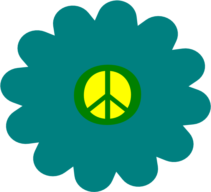 Hazard Clip Art Download - Flower Power Hippie Flowers (716x653), Png Download