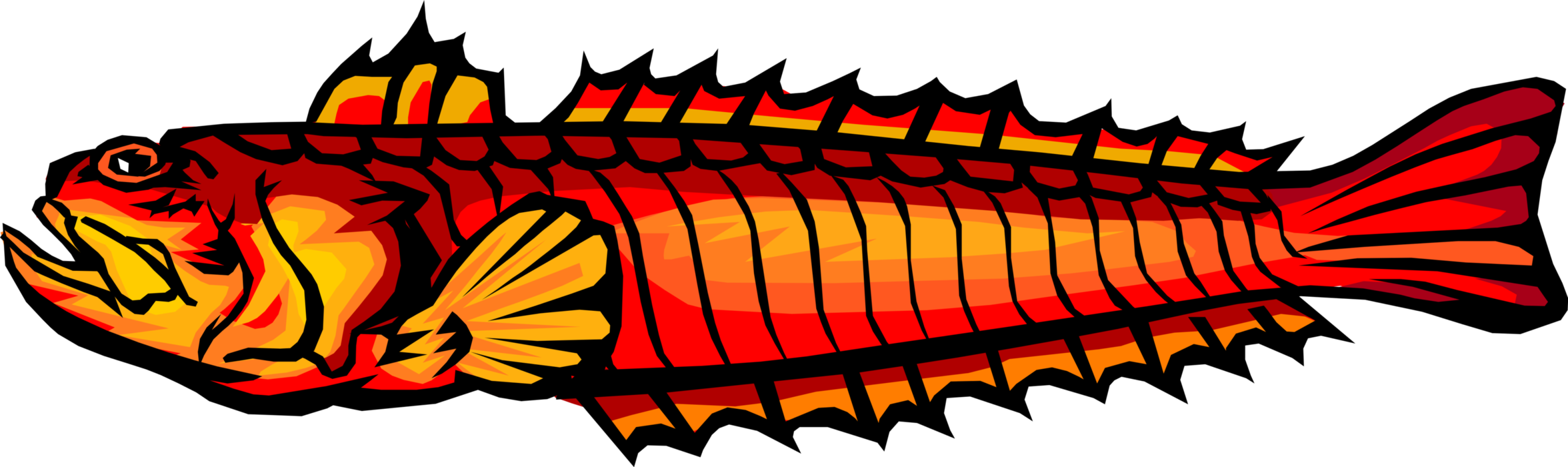 Vector Illustration Of Deep Sea Marine Aquatic Fish (2352x700), Png Download