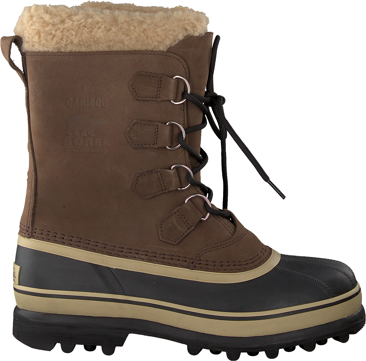 Brown Sorel Lace-up Boots Caribou - Shoe (1500x1499), Png Download