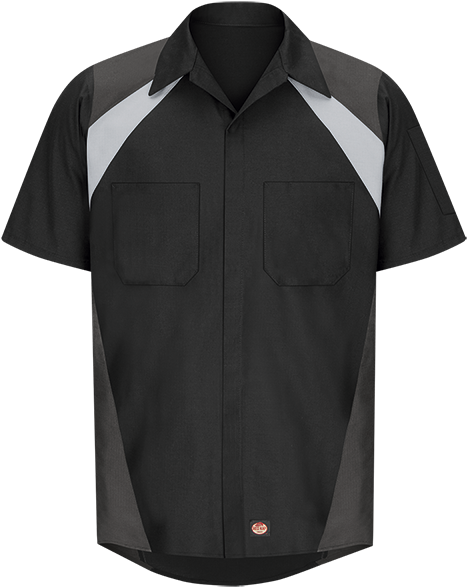 Men's Short Sleeve Tri-color Shop Shirt - Shirt (600x600), Png Download