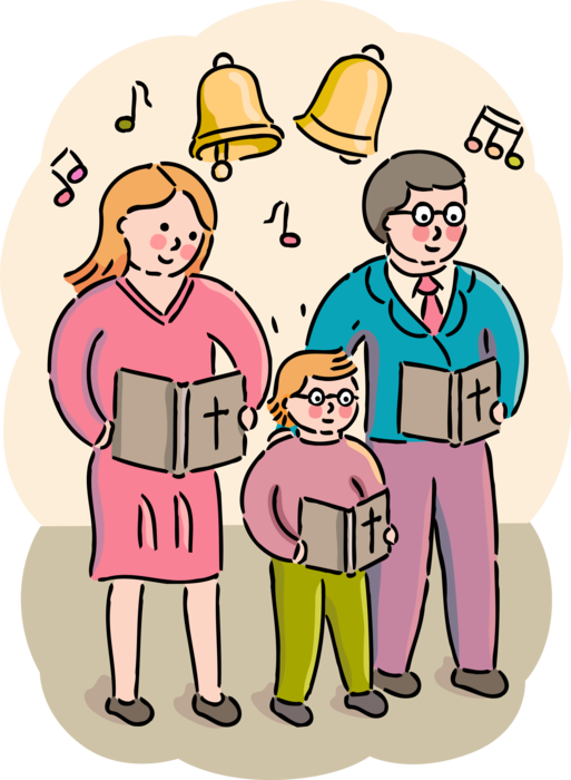 Parishioners Sing Hymn Vector Image Illustration Of - Cartoon (513x700), Png Download