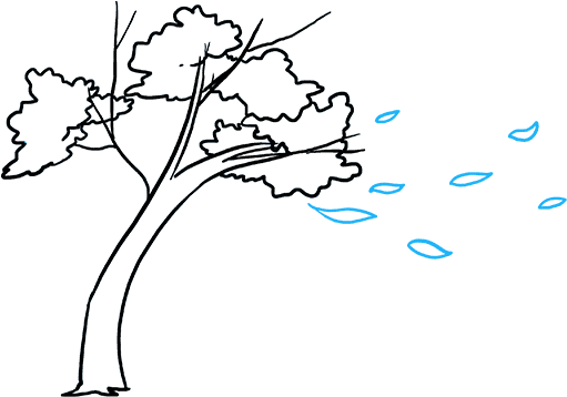 How To Draw Falling Leaves - Line Art (680x678), Png Download
