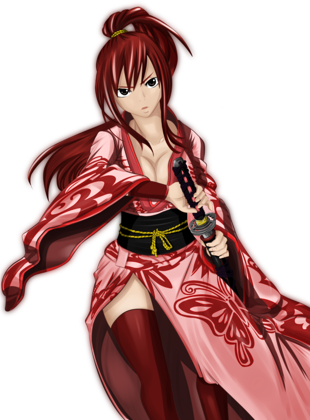 Download Erza Scarlet Background Best - Fairy Tail Erza Kimono PNG Image wi...