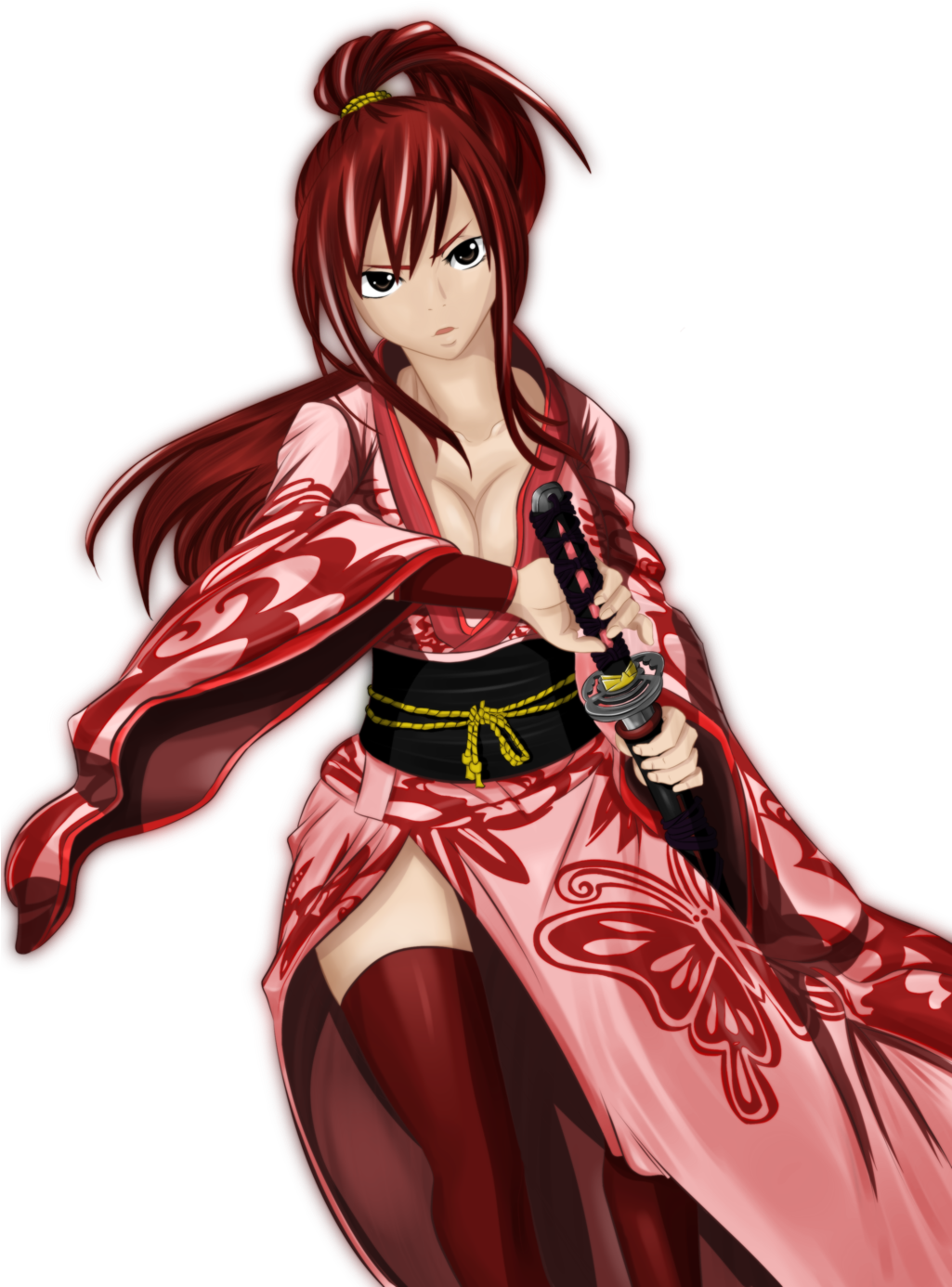 Erza Scarlet Background Best - Fairy Tail Erza Kimono (1024x1539), Png Download