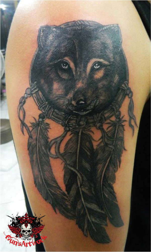 Dog Dream Catcher Tattoo - Tattoo (1001x1001), Png Download
