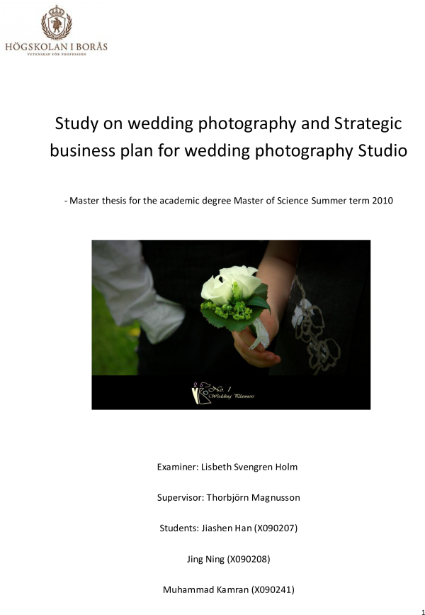Free Wedding Photography Business Plan - University Of Borås (728x1029), Png Download