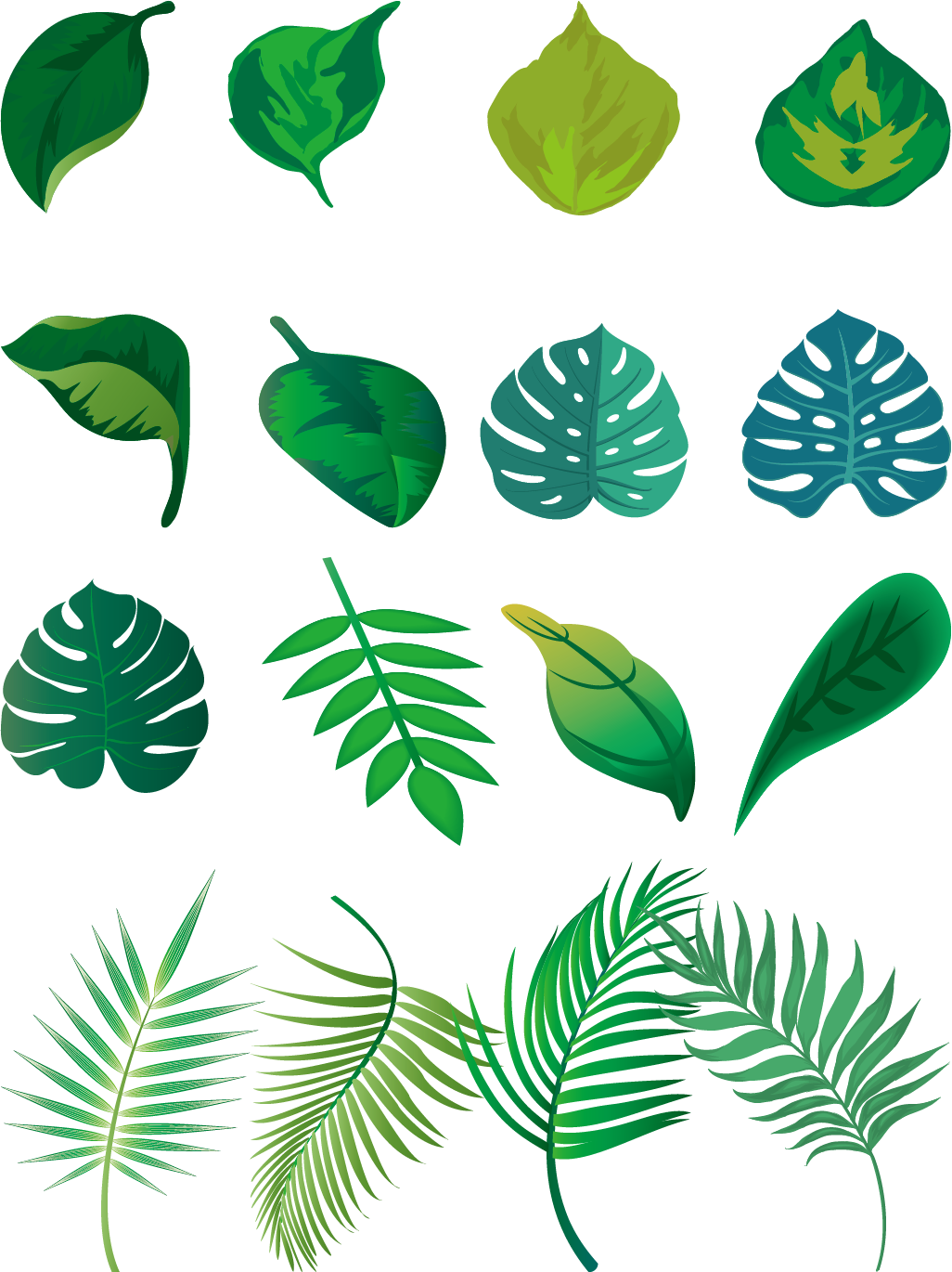 Hand Painted Fresh Green Leaves Png And Vector Image - Leaf (1026x1370), Png Download