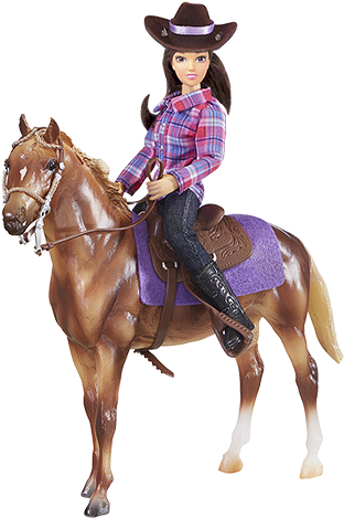 Breyer Classics Western Horse And Rider (620x499), Png Download