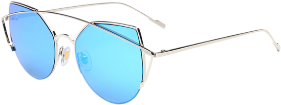 Metal Crossbar Cat Eye Mirrored Sunglasses - Plastic (558x744), Png Download