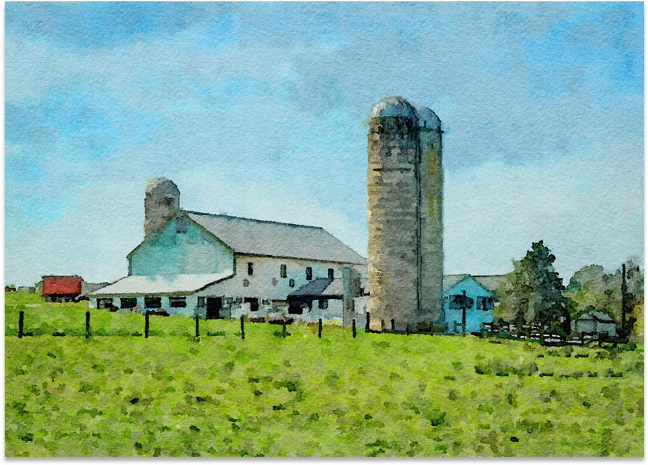 White Barn Etown - Painting (1000x733), Png Download