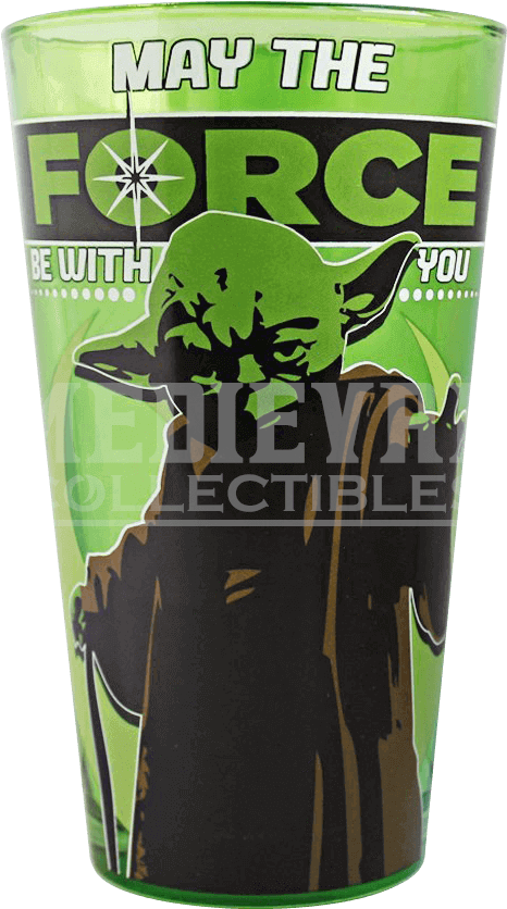 Star Wars Yoda Pub Glass - Star Wars Yoda May The Force 16oz Boxed Pint Glass (837x837), Png Download