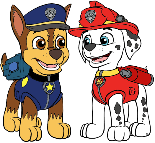 Marshall - Paw Patrol Chase Cartoon (525x487), Png Download