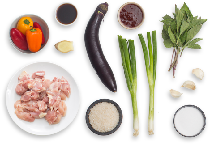 Stir Fried Ginger Basil Chicken With Tinkerbell Peppers - Pepper Png Top View (700x477), Png Download